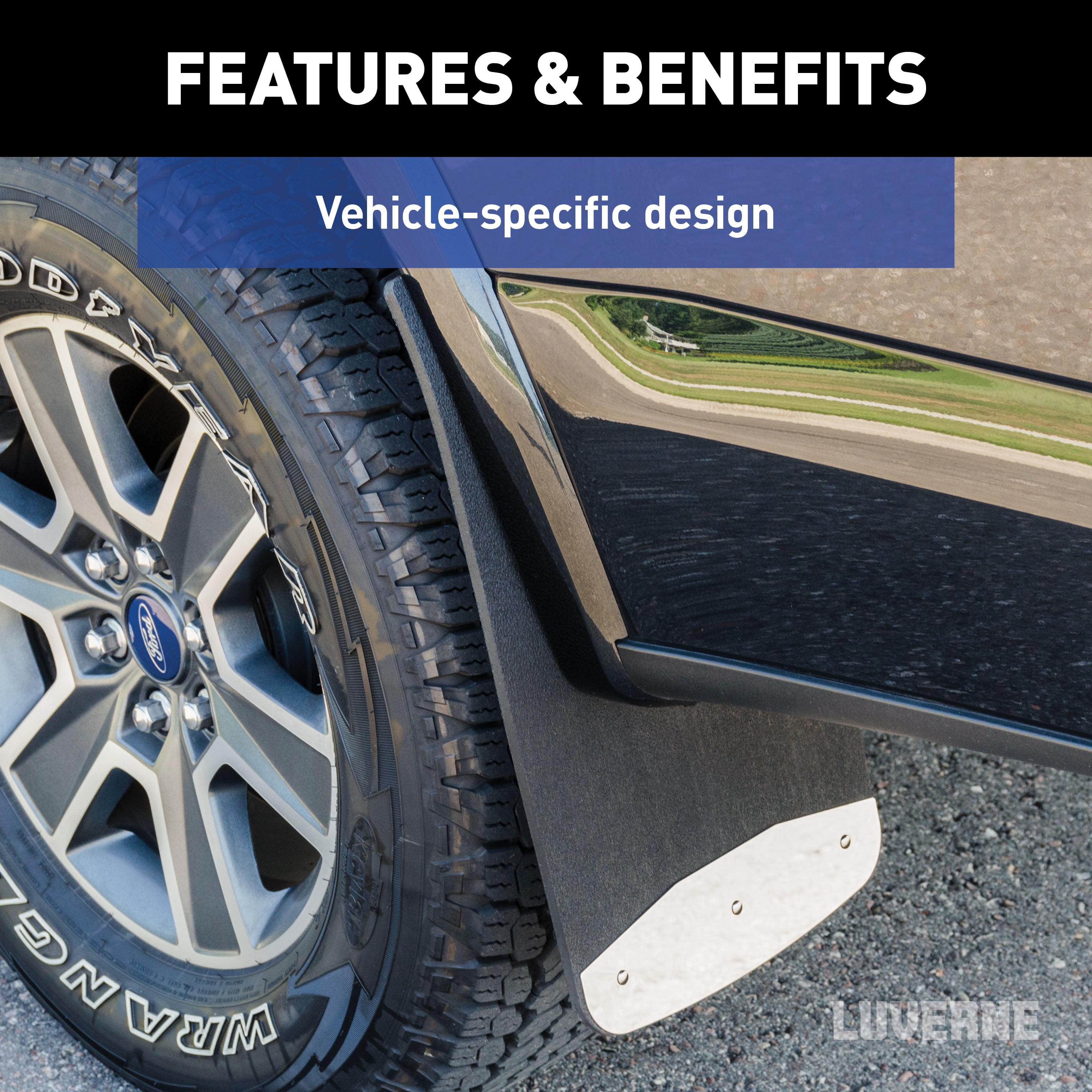 LUVERNE Front 12" x 20" Rubber Mud Guards, Select Dodge, Ram 1500, 2500, 3500 (2 Flaps) 250930