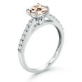 thumbnail image 3 of Gem Stone King 10K White Gold 8MM Cushion Cut Peach Morganite and White Lab Grown Diamond Engagement Ring for Women (2.06 Cttw, Gemstone October Birthstone, Available in Size 5, 6, 7, 8, 9), 3 of 4