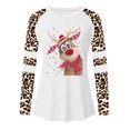thumbnail image 3 of Pntutb Mujeres Navidad Leopardo Manga Larga O-Cuello Impreso Casual tops Camiseta Pntutb Pntutb-6487, 3 of 5