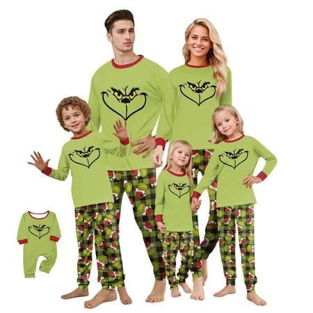 

Christmas Pajamas Family Matching Pajamas Sets Christmas Print Cute Family Set Pajamas Home Clothes Family Set Long Sleeve Pajamas Set for Baby 24 Months