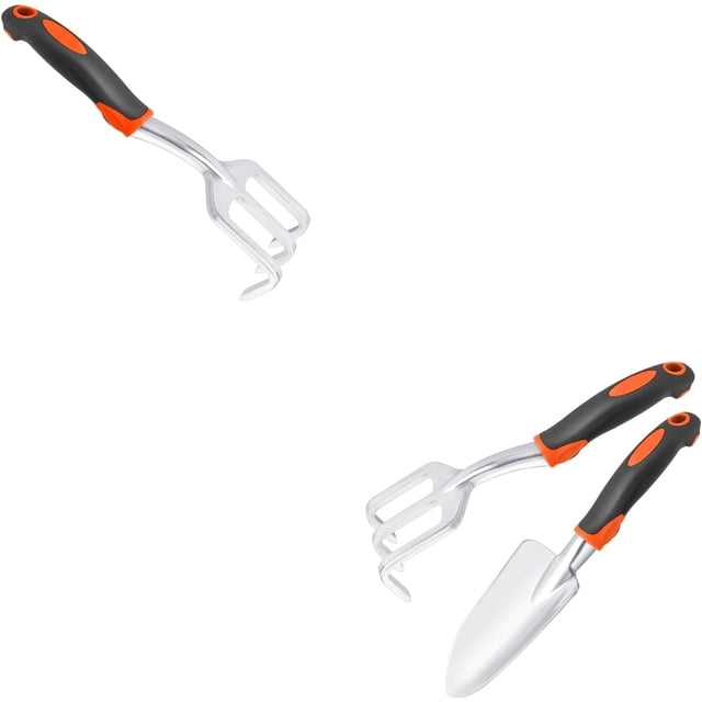 1 Set Heavy Duty Hand Rake Cultivator With 2 Piece Garden Trowel Set Measurement Mark