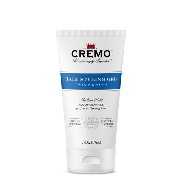 Cremo Hair Styling Gel, Medium Hold, Alcohol Free, Thickening Formula for  Fine or Thinning Hair, 6 oz 