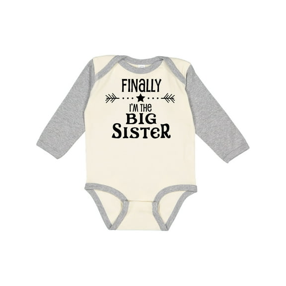 Inktastic Finally I'm the Big Sister Girls Long Sleeve Baby Bodysuit