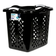 Home Logic 2 Bushel Lamper Plastic Laundry Basket with Silver Handles, Black, Adult