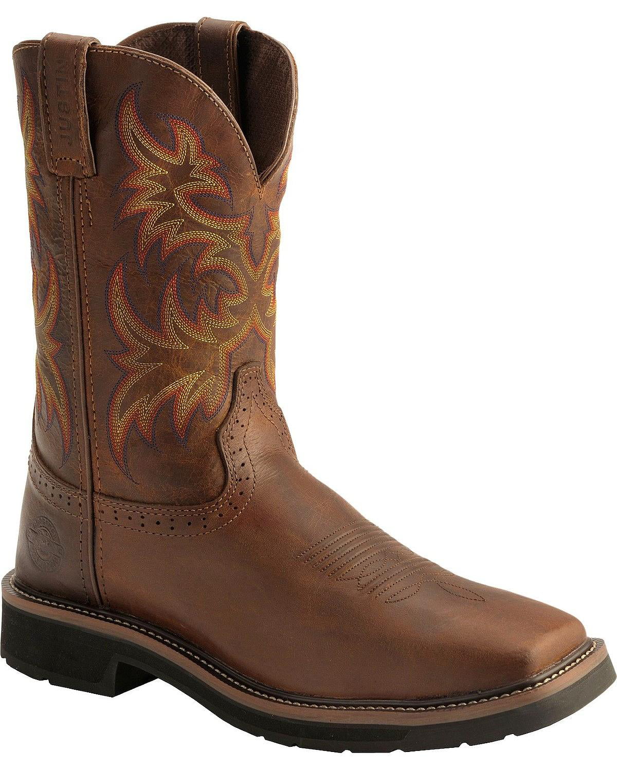 Justin Original Work Boots Men's Stampede Pull-On Square Toe Work Boot 