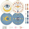 thumbnail image 2 of 4 Set 8'' Eyes and Moon Embroidery Kits for Beginners Full Range of Embroidery Kits to Learn Needlepoint Kits with Embroidery Hoops and Cloth Color Threads and Instruction, 2 of 7