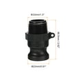 thumbnail image 2 of Uxcell Poly Cam lock Fittings, 1" Part F Male Adapter x Male Thread Cam Groove Hose Fittings, Black 2 Pcs, 2 of 5