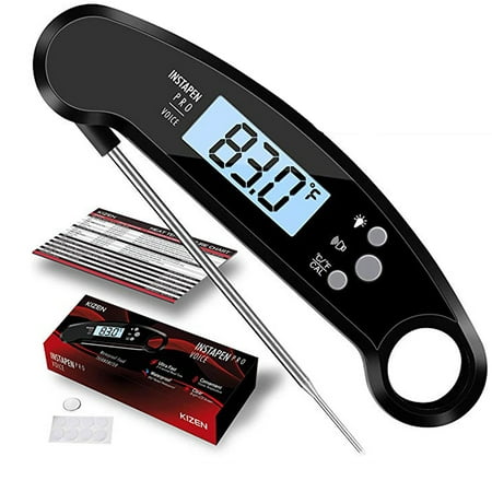 NK HOME Instant Read Meat Thermometer - Best Waterproof Thermometer with Talking Function, Backlight & Calibration-Digital Food Thermometer for Kitchen, Outdoor Cooking, BBQ, Steak, and (Best Benchtop For Outdoor Kitchen)