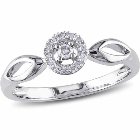 Miabella Diamond Accent 10kt White Gold Halo Promise Ring