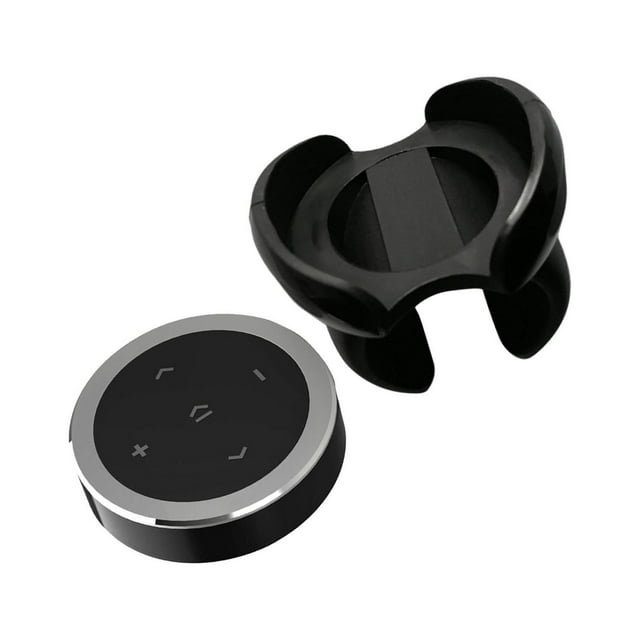 ZheElen Volant de Voiture Télécommande Musique Diffusion en Continu Argent avec Support 36x36x8.5mm 1ensemble