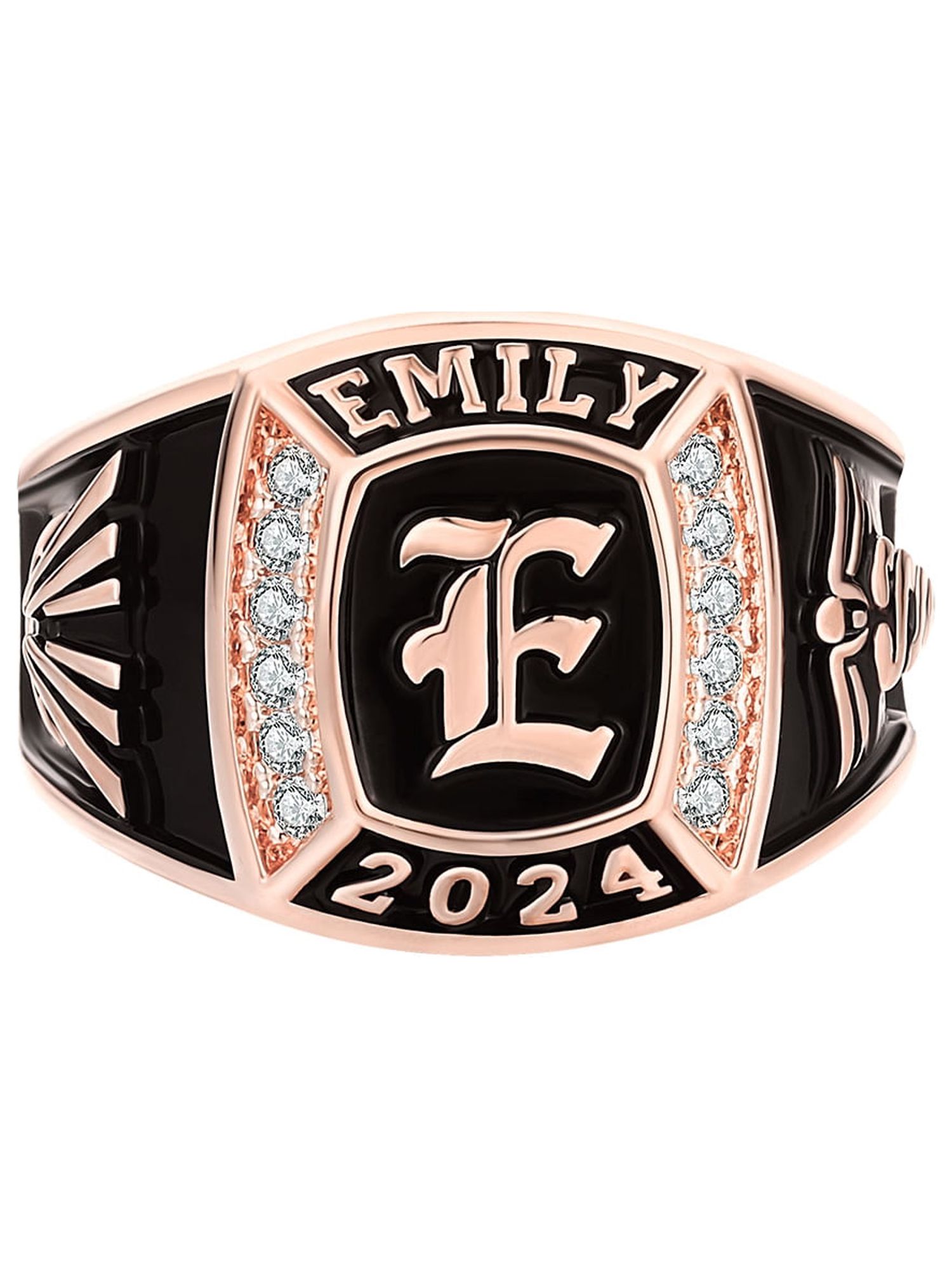 Order Now for 2025 Graduation, Freestyle Women's Initial CZ Square Birthstone Class Ring, Personalized, High School or College