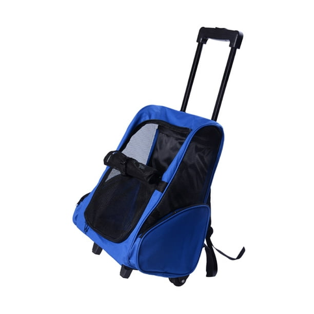 Pawhut Deluxe Travel Pet Carrier / Dog Backpack w/ Wheels Blue