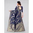 thumbnail image 2 of Navy Blue & Gold-Toned Woven Design Zari Silk Blend Banarasi Saree - 19188430, 2 of 6