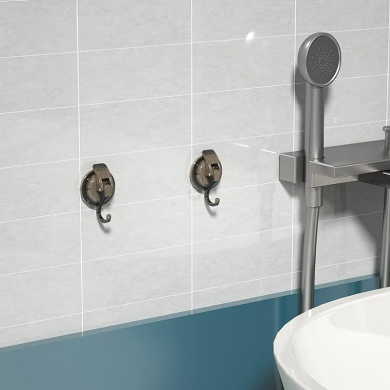 Lishuaiier 3pcs Heavy Duty Suction Cup Hooks for Shower Wall, Shower Hooks for Indoor Shower, Towel, Robe and Loofah Hook, Polished Plated, Bronze
