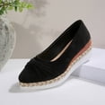 thumbnail image 4 of Negro Punta Tacones Del Dedo Del Pie para las Mujeres Tejidos Cuña Espadrilles, Zapatos Casuales Negros de las Mujeres Gruesa Suela Deslizamiento En, 4 of 9