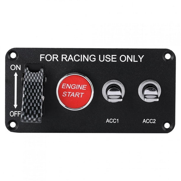 Panel de interruptor de encendido de palanca de 4 grupos de 12V, botón de arranque del motor para coche de carreras