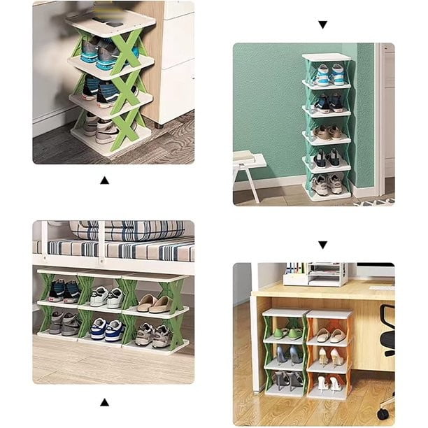 HAIXIN Shoe Racks for Bedroom Plastic Organizer for Closet 8 Tier Shoe  Cubby Free Standing Shelves Cabinet Black Sneaker Storage For Entryway  Vertical