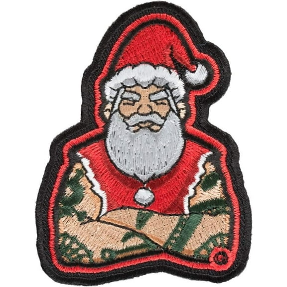 Tough Tattooed Biker Santa Patch, Christmas Patches