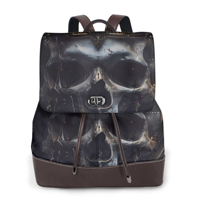 Fotbe Royal Skull With Golden Crown Mochila Bolso con Estampado para Mujer, Mochila Antirrobo de Nylon Impermeable, Bolsa Ligera de Hombro