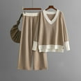 thumbnail image 2 of Women'S Sweaters, Winter Sweaters for Women, Two Piece Set with V Neck Pullover, Contrast Color Wide Leg Pants for Casual Wear, 2 of 9