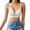 thumbnail image 4 of Backless Bra for Women,Low Back Bra,Halter Bra,Bra for Backless Dress Padded Low Cut Seamless V Neck Criss-Cross Multiway Convertible Bras Invisible Full Coverage Wireless Straps Comfort Bra White L, 4 of 6