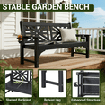 thumbnail image 5 of DELMANGO Outdoor Bench with Cup Holders, HDPE Weatherproof Garden Bench 2-Person, Fade/Rot Resistance Patio Benches for Porch and Park, Black, 5 of 8