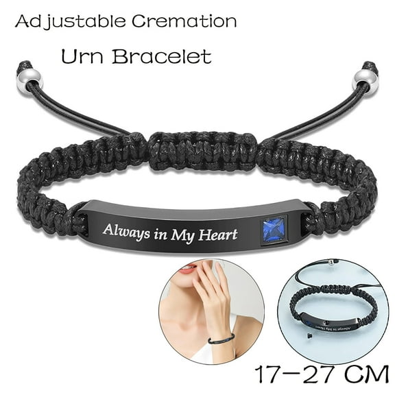 Adjustable Cremation Memorial Urn Bracelet - Stainless Steel Cremation Manmade Braided Urn Bracelet Keepsake Urn Bracelet for Ashes