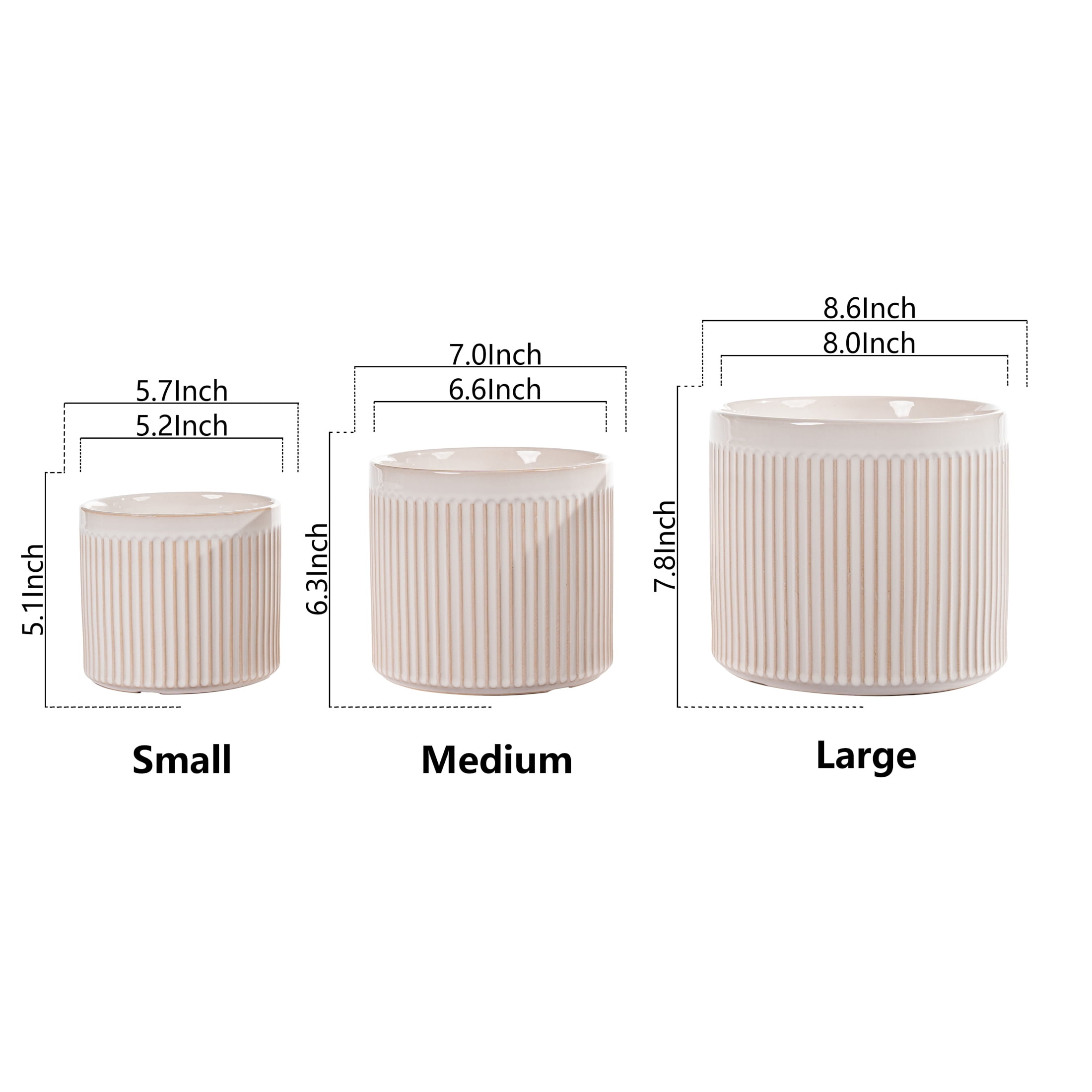 UMIAMOY Modern Cylinder Set of 3 Ceramic Flower Pots,5.7+7.0+8.6 inch Plant Pots with Drainage Holes and Saucer,Indoor Outdoor Planters for Home Patio Garden Decoration