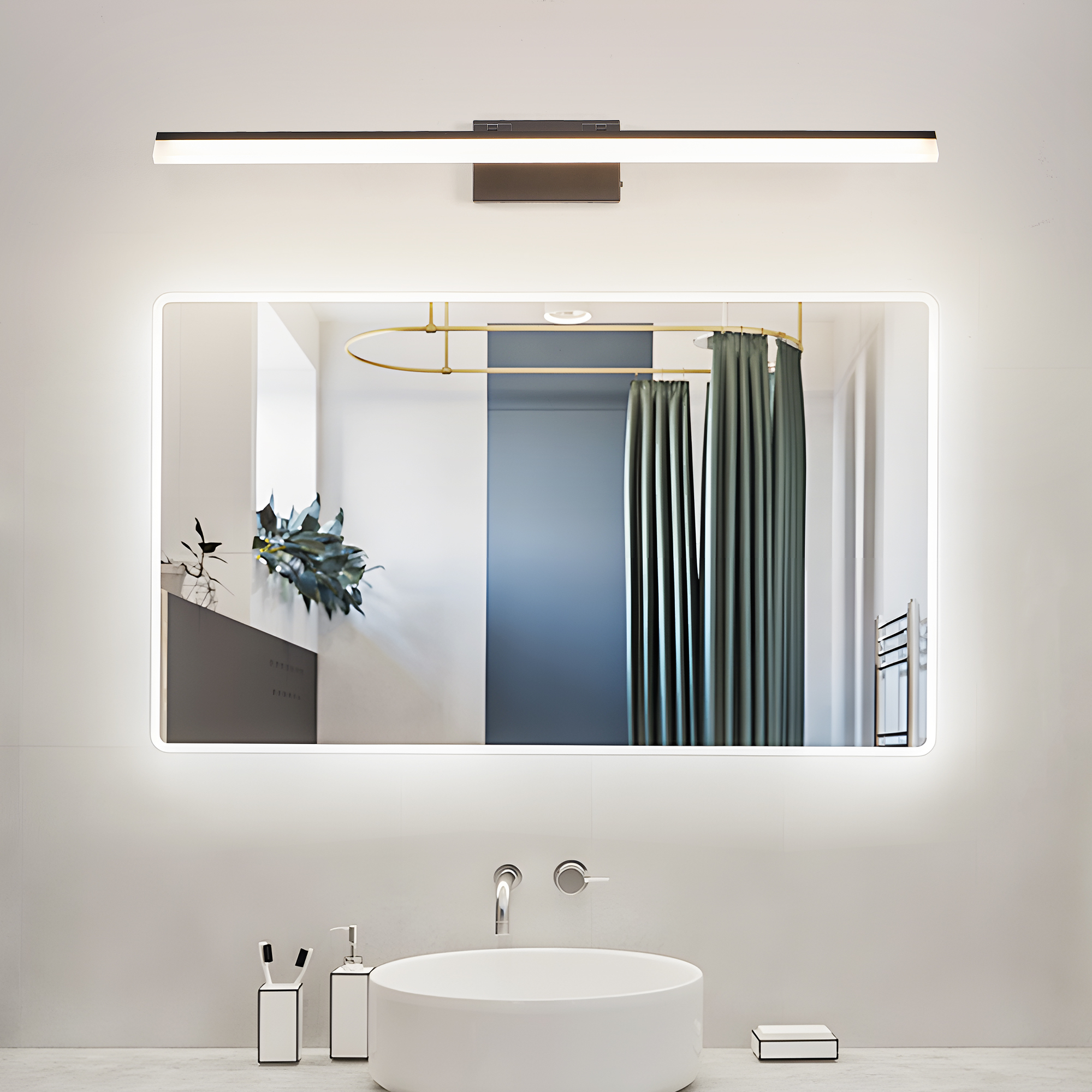 Leumius 39" Modern LED Bathroom Vanity Light, Sleek Black Metal Wall Light for Mirror, Dressing Room or Sink Area