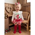 thumbnail image 3 of RUINIXCW Newborn Baby Boy Girl My First Christmas Outfit Infant Girls Fall Winter Clothes Letters Romper and Plaid Skirt Headband Long Socks 4Pcs Set, 3 of 10