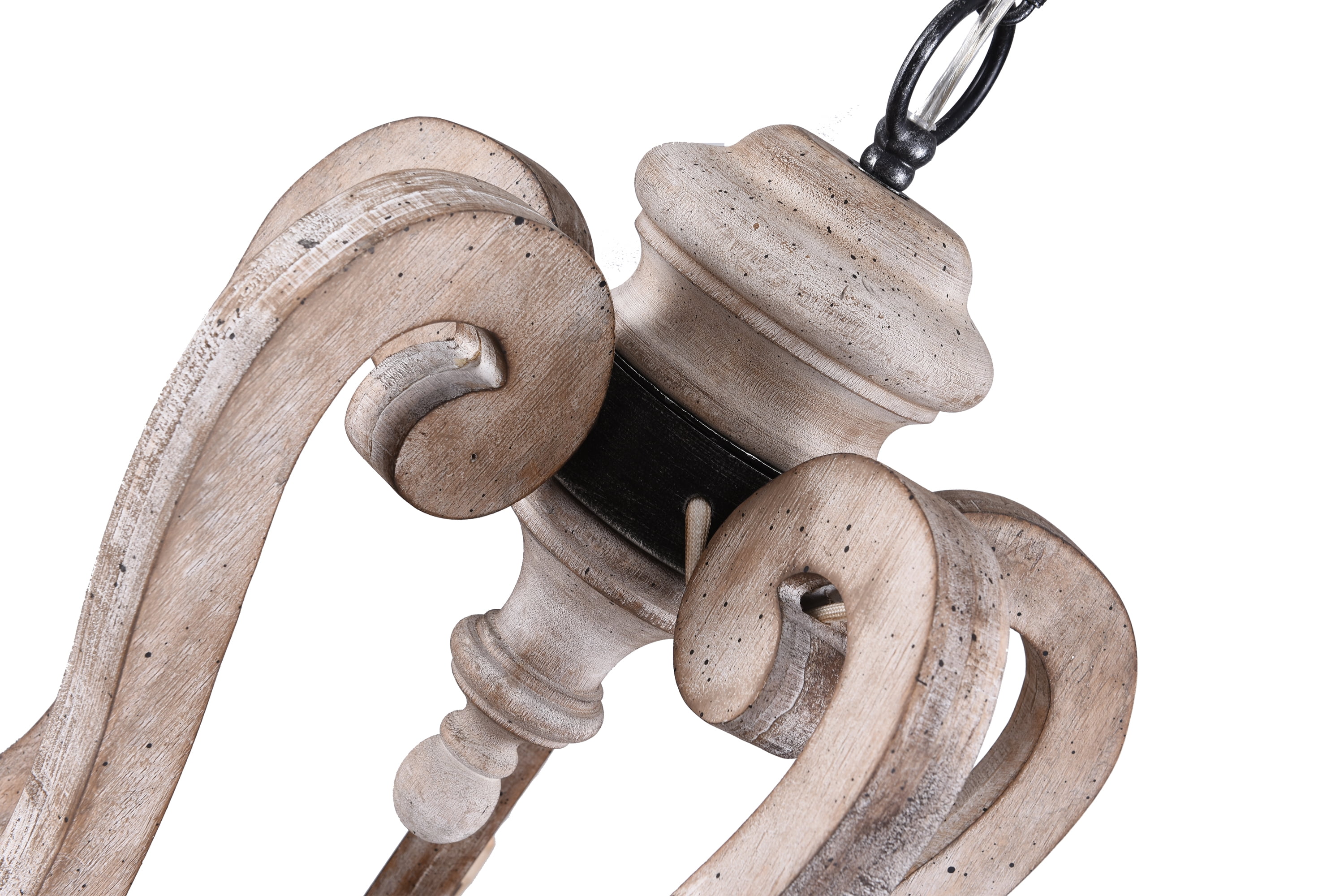 5-Light Wooden White Vintage Chandelier