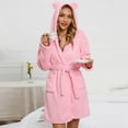 thumbnail image 6 of Ltctricy Short Hoodie Robe for Women Soft Fleece Plush Bathrobe Comfy Lounge Long Sleeve House Coat with Belt Pockets, 6 of 7