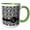 Green/White, variant on 3drose, Letter W Personal Monogrammed Damask Pattern-personalized Initial, 11oz Two-tone Blue Mug