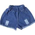 thumbnail image 2 of Liyamei Girls Distressed Denim Shorts with Elastic Waist for Summer Size 2-15,Blue, 2 of 6
