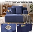 thumbnail image 4 of PUKNLY 60" Oversized Chaise Lounge Chair, 70" Boneless Corduroy Cloud Couch with 4 Pockets, 3 Pillows & 2 Cup Holders, Deep Seat Sleeper Sofa Bed for Living Room Bedroom Apartment, No Assembly,Blue, 4 of 9