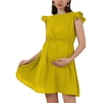 thumbnail image 2 of Women's Maternity Dress Square Neck Ruffle Strap Flying Sleeve Pregnancy Dress Mama Cute Babydoll Dress Summer, 2 of 6