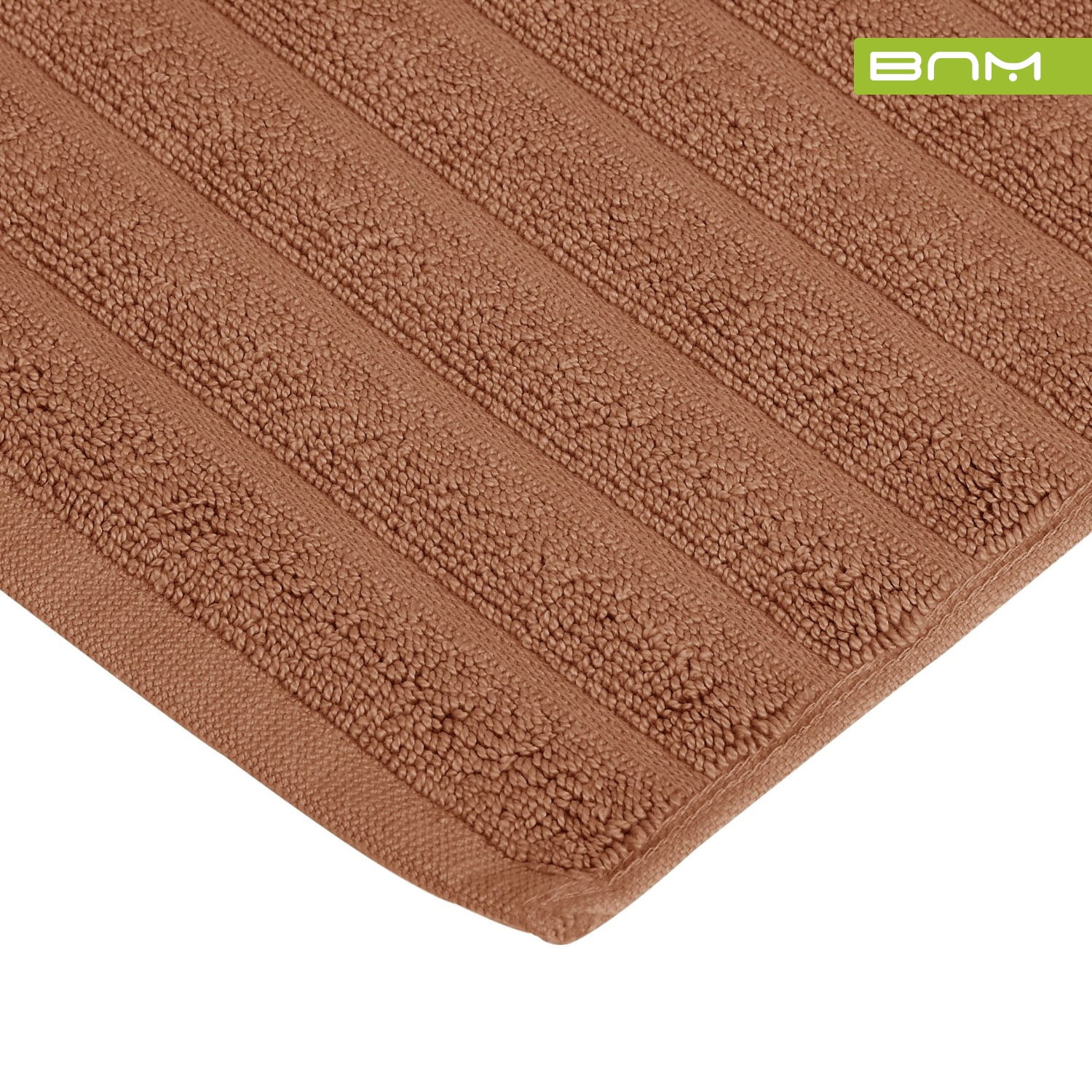Lined 100% Combed Cotton Bath Mats Set for Bathroom 2 Piece, Brown