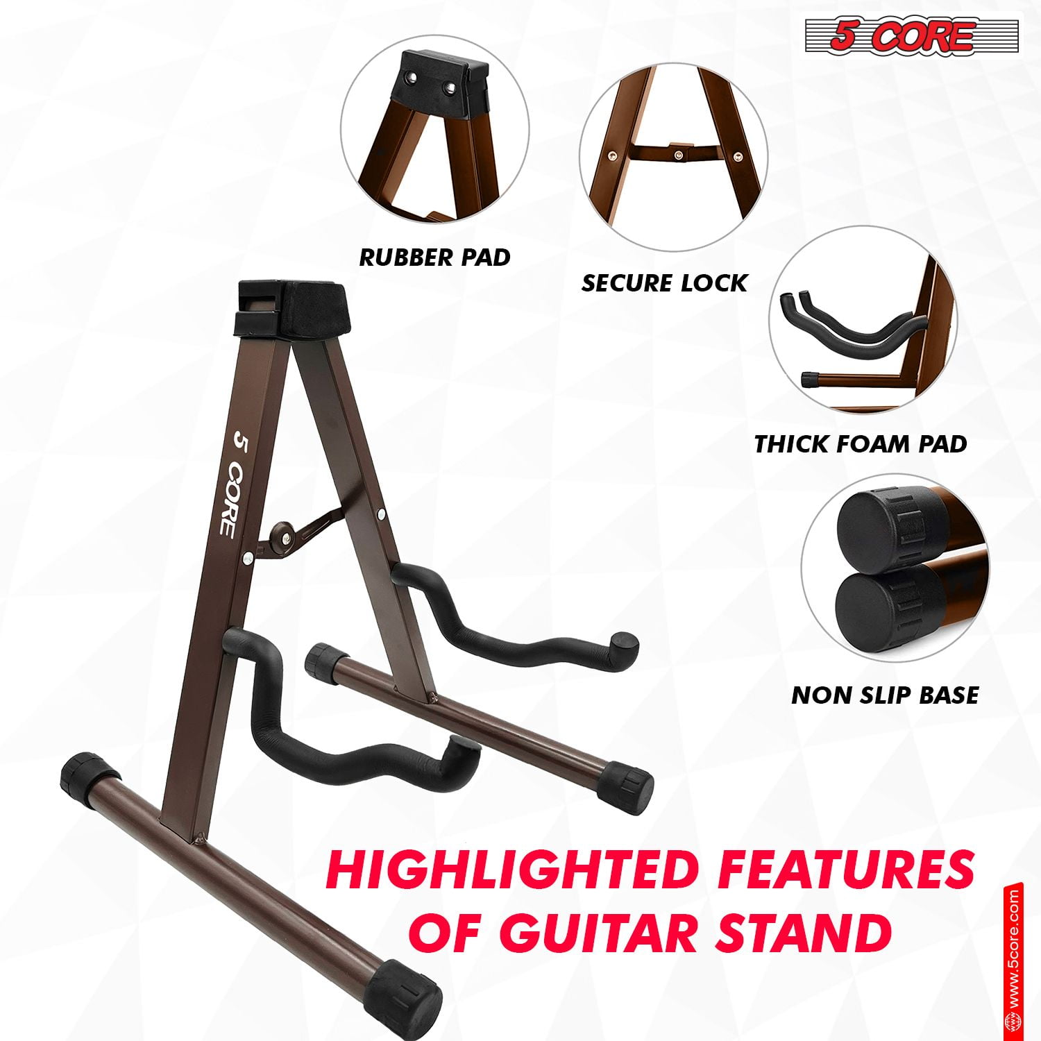 Heavy Duty Double Guitar Stand - Adjustable A-Frame Universal Folding Holder for Acoustic, Electric, Bass, Mandolin, Banjo & Violin, Stage & Studio Use