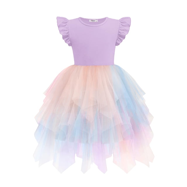 Vestido Arshiner Tutú de tul para niños pequeños, de 4 a 5 años, color morado