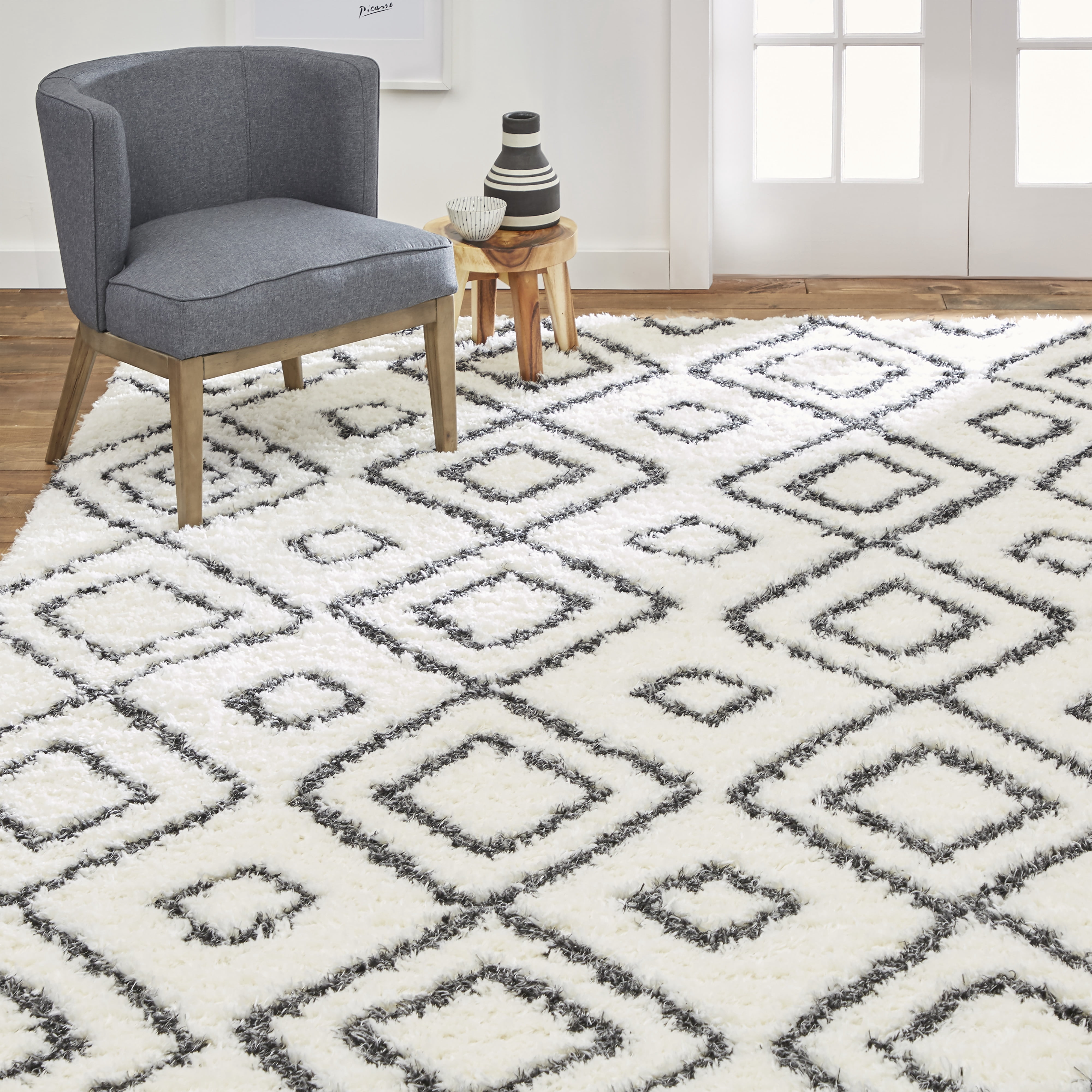 Laura Hill Cambridge Brooks Area Rug, Ivory/Charcoal, 5'2"x7'2"