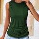 thumbnail image 5 of Blusas para las Mujeres Casual Verano Color Sólido Cuello Redondo Bolsillo sin Mangas Tanque Blusa, Poliéster Casual Top, Lavado de Manos, 5 of 6