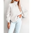 thumbnail image 5 of Knit Sweaters for Women Mock Neck Pullover Sweater Long Sleeve Cable Knitted Chunky Pullover Sweater Tops Alsol Lamesa, 5 of 6