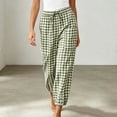 thumbnail image 6 of VBVC Women's Y2K Gingham Drawstring Jogger Pants , Casual Plaid Lounge Pants For Women , Ladies' Button Hem Trousers with Pockets, Army Green , S-2XL, 6 of 7