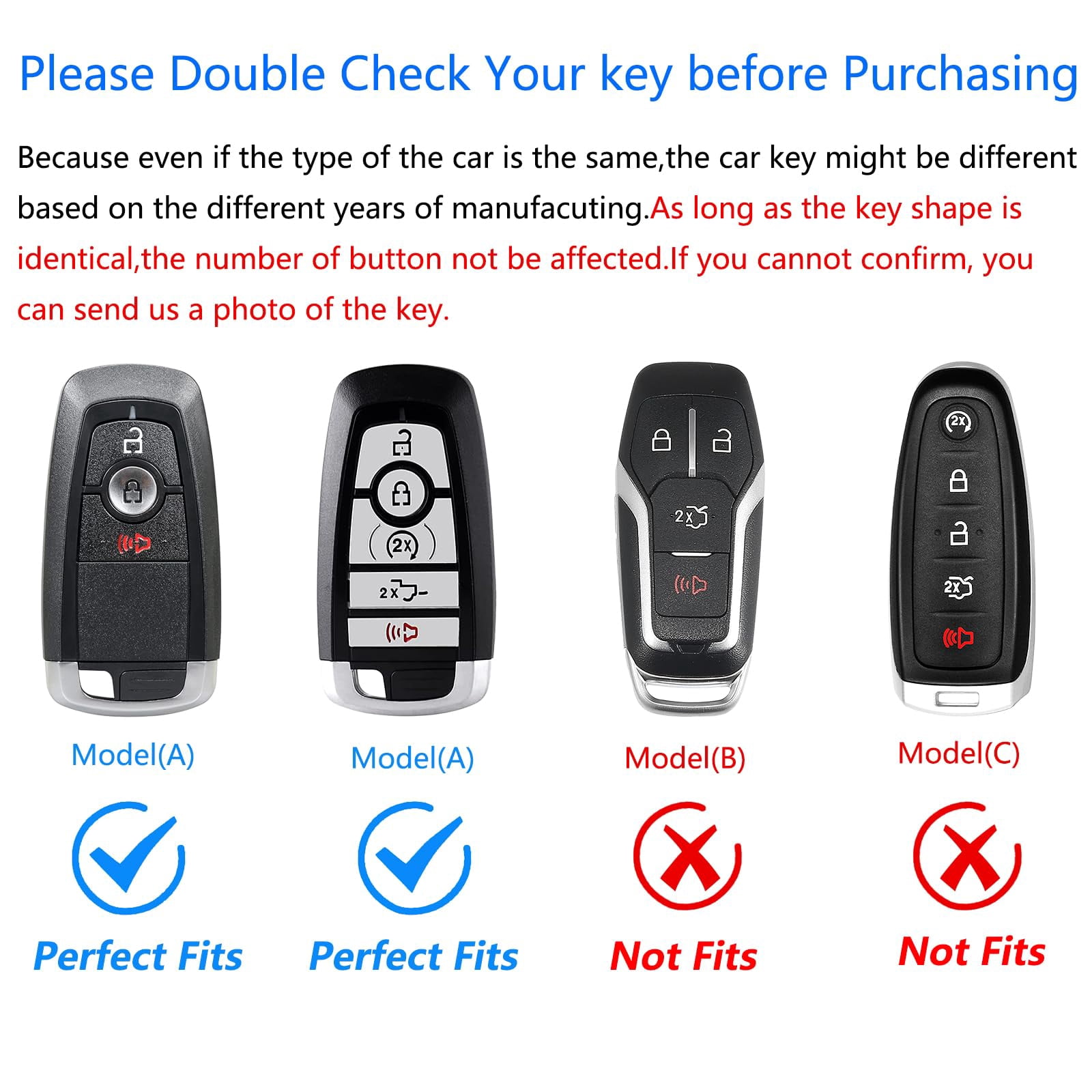 For Ford Key Fob Cover,Keychain,Zinc Alloy Protection Car Key Shell Case Compatible with Ford Holder Smart Remote Keyless Keyshell Accessories