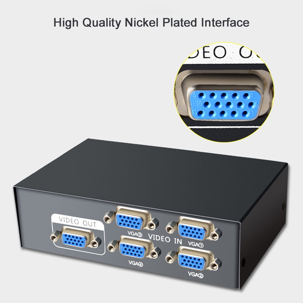 2/4 In 1 Out VGA Signal Switcher Box Computer Laptop Desktop Monitor