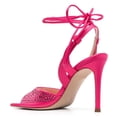 thumbnail image 4 of FSJ Women Sparkly Rhinestone Lace Up Heels Tie Up Stiletto High Heel Sandals Square Open Toe Strappy Prom Party Shoes Size 8 Pink, 4 of 4