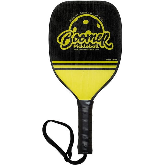 Boomer Wood Series Pickleball Paddle 7 Ply Maple Hardwood with Cushion Grip and Wrist Strap for Beginners
