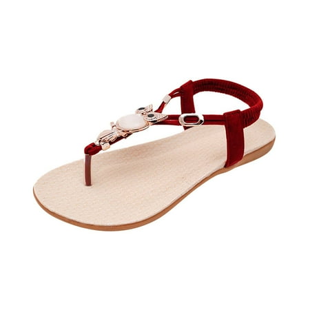 

BADHUD Prime Deals Women s Flat Sandals Women Flip Flops with Clip Toe RingBeadeed Rhinestone Crystal Jeweled Sandal Shoes for Summer Beach Oceanside Holiday Outdoor