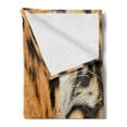 thumbnail image 2 of Safari Soft Flannel Fleece Throw Blanket, Close-up Tiger Eyes Hunter Look Feline Camouflage Coat Animal with Shady Colors, Cozy Plush for Indoor and Outdoor Use, 50" x 60", Orange Black, by Ambesonne, 2 of 5