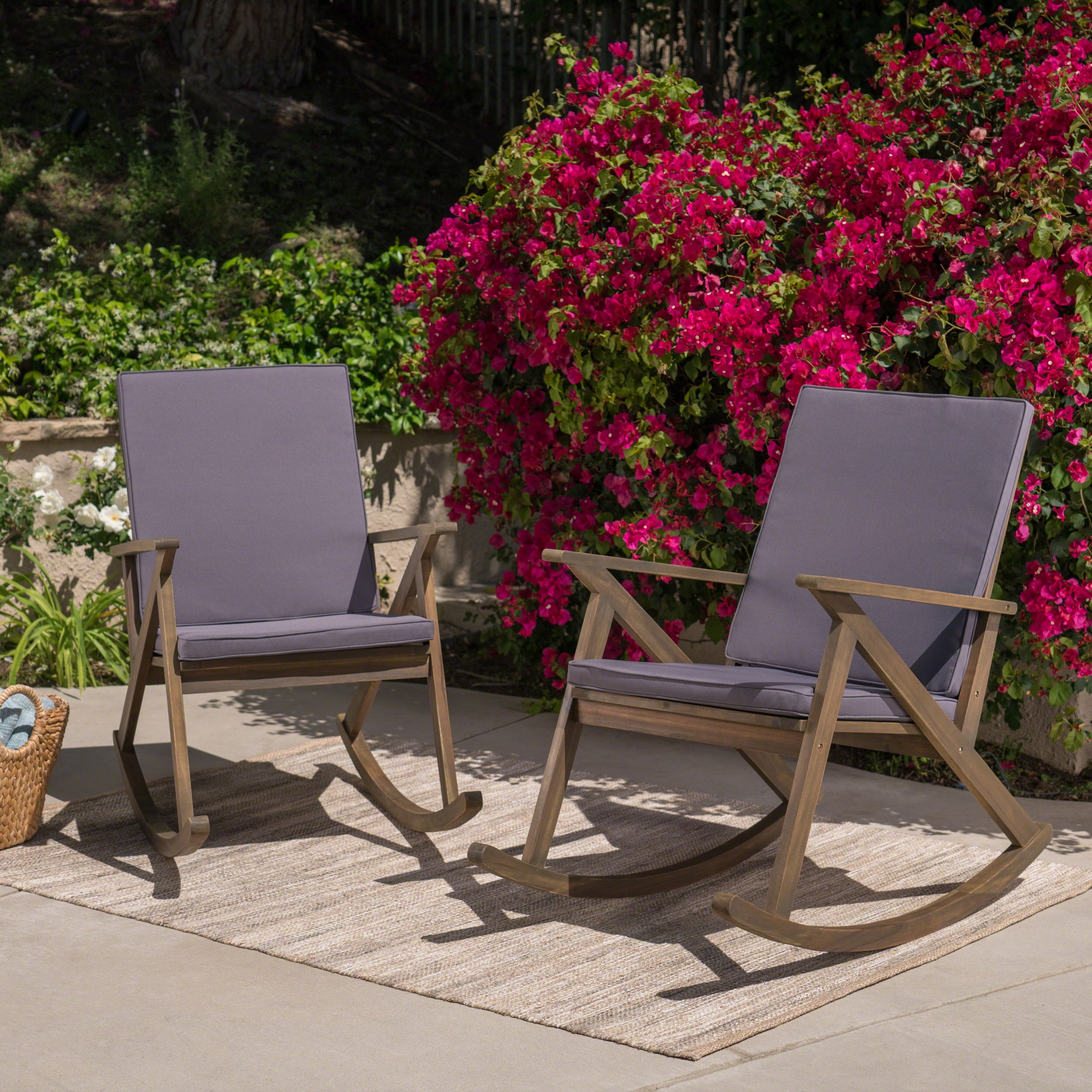 Grant Outdoor Acacia Wood Rocking Chair with Cushion, Grey -
Walmart.com - Walmart.com